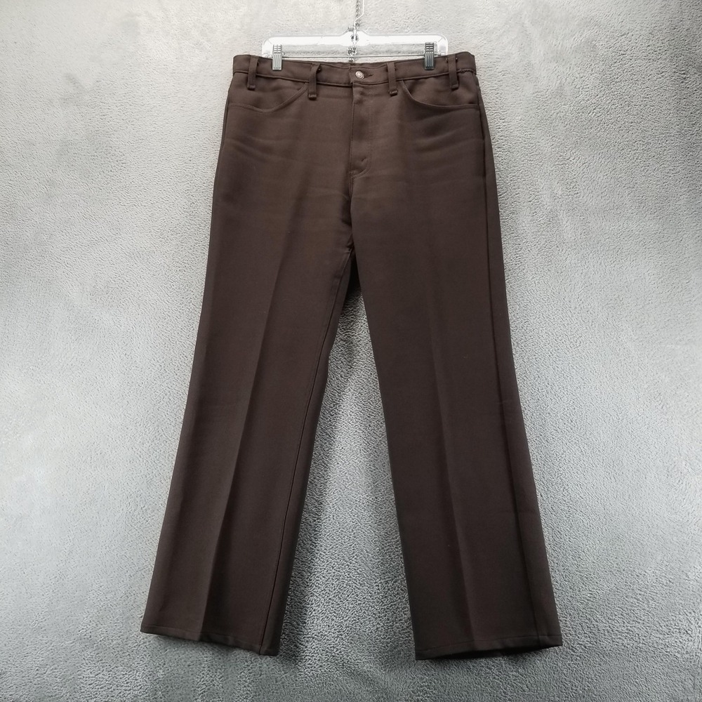 VTG Levis 517 Pants Mens 36x30 Brown Polyester Bootcut Knit Dress Trousers 80s